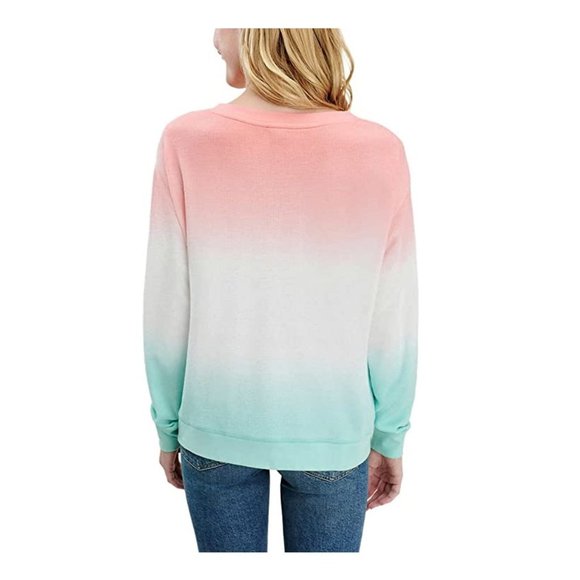 NWT Splendid Women's Thermal Tie Dye Waffle Knit Long Sleeve Top Sz XL $60 UU077 - Picture 3 of 3